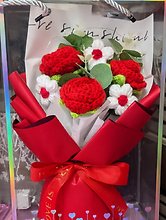 Crochet Rose Red Bouquet