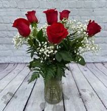 6 Roses Vased