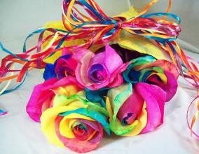 6 wrapped Rainbow Roses