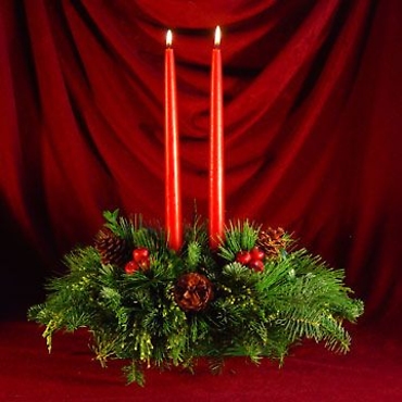 All Greens Centerpiece with candles